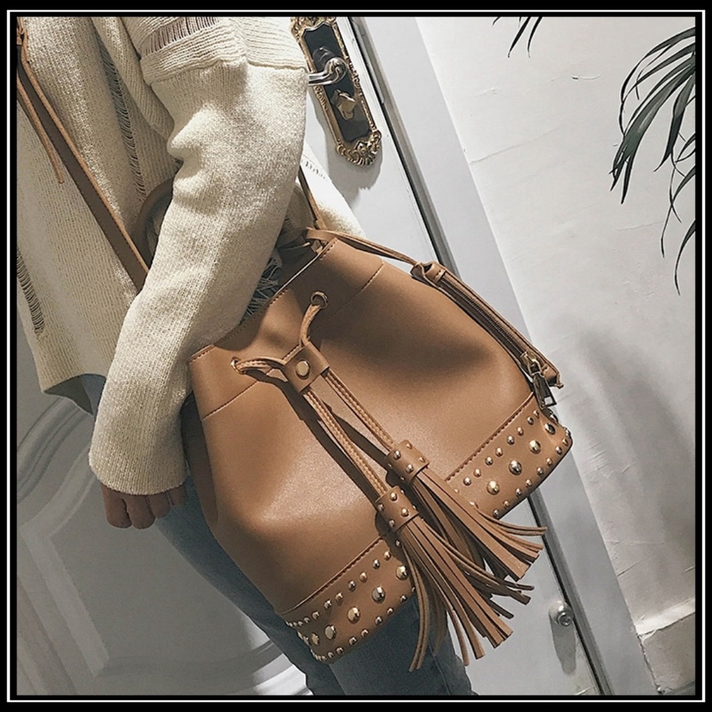 NEW BRISTOL Studded Tassel Bucket Bag - Picture 3 of 8